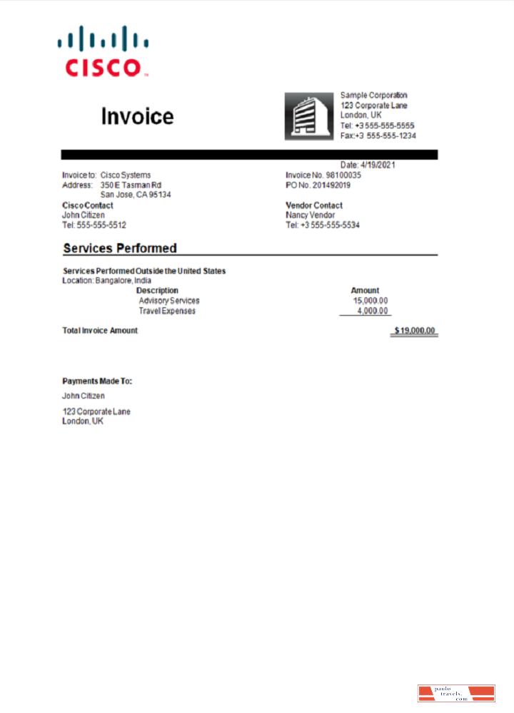 USA Cisco invoice PSD template